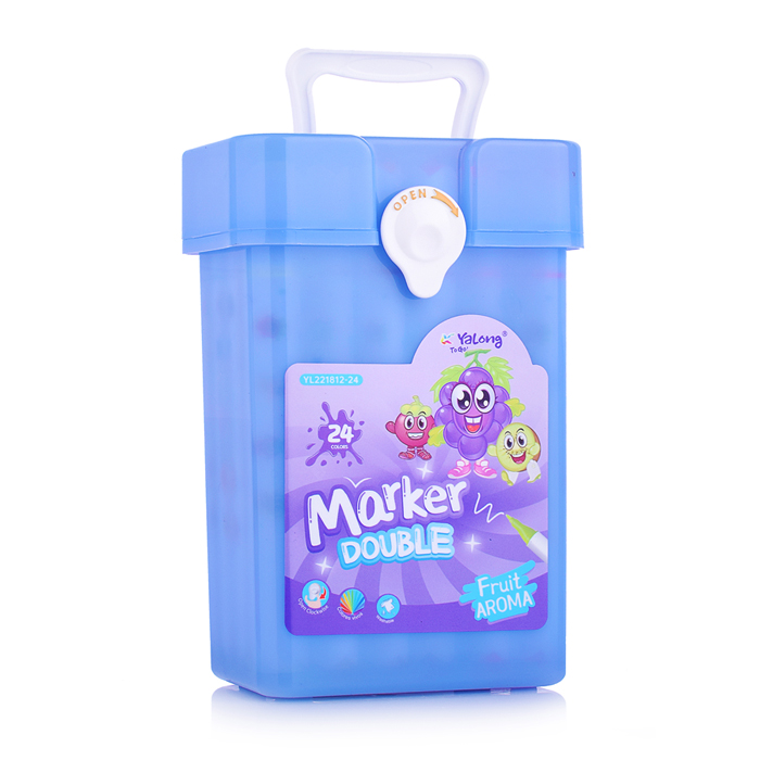 Набор скетчмаркеров DUO арома Yalong, 24 цв, основные,пулевид./клиновид 1-4 мм, сечение корпуса треу