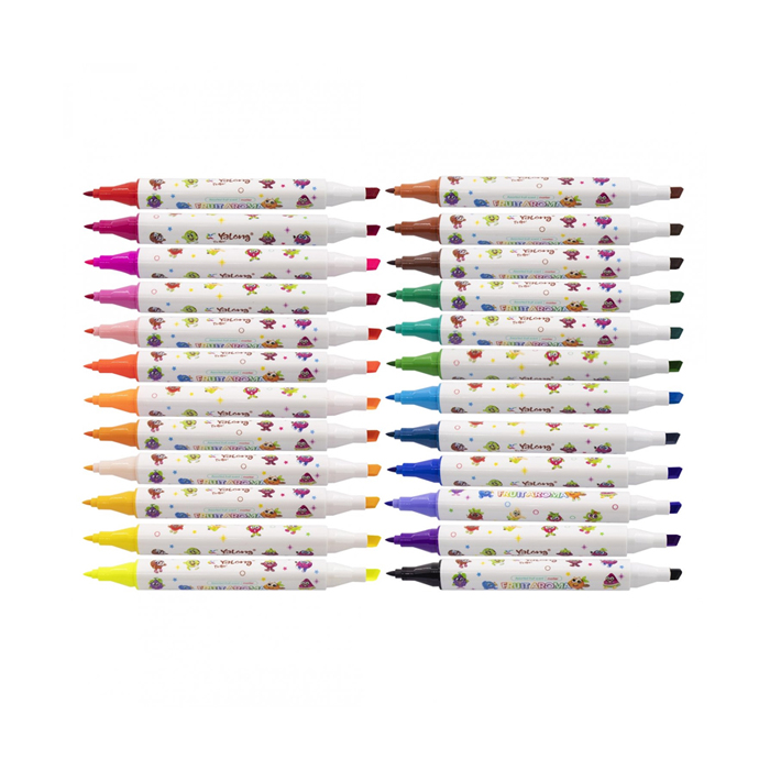 Фото к товару Набор скетчмаркеров DUO арома Yalong, 24 цв, основные,пулевид./клиновид 1-4 мм, сечение корпуса треу Набор скетчмаркеров DUO арома Yalong, 24 цв, основные,пулевид./клиновид 1-4 мм, сечение корпуса треу