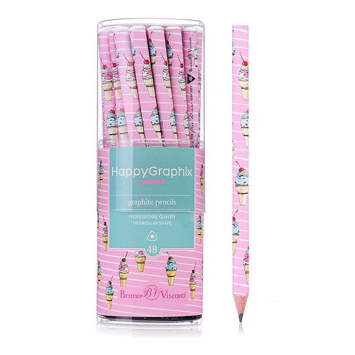 Карандаш чернографитовый "HappyGraphix Мороженое. Сахарный рожок" 4В супер мягкий, 3,5 мм Карандаш чернографитовый "HappyGraphix Мороженое. Сахарный рожок" 4В супер мягкий, 3,5 мм