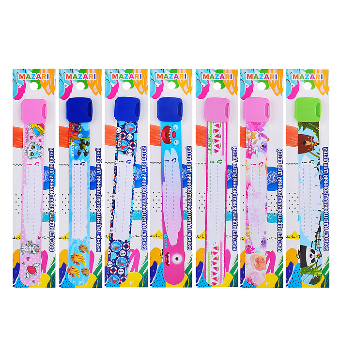 Браслет идентификационный для детей, размер 21х190 мм, ассорти 8 дизайнов Браслет идентификационный для детей, размер 21х190 мм, ассорти 8 дизайнов