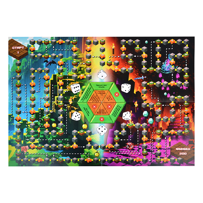 Фото к товару Настольная игра-ходилка "По мотивам Minecraft" Настольная игра-ходилка "По мотивам Minecraft"