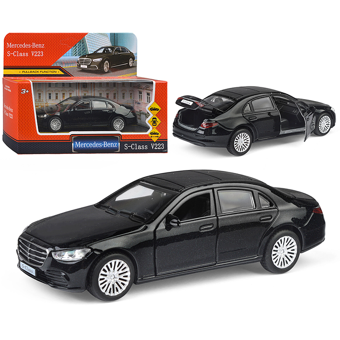 Машина металл Mercedes-Benz S-Class V223 13 см, (двери, багаж, черный) инерц., в коробке Машина металл Mercedes-Benz S-Class V223 13 см, (двери, багаж, черный) инерц., в коробке