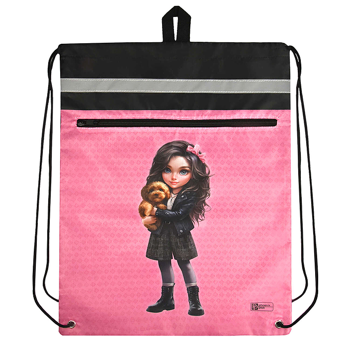 Мешок для сменной обуви "Брюнетка с собачкой" (36х48 см, полиэстер, сублимационная печать)