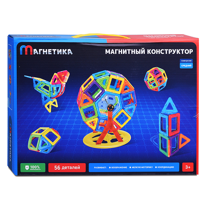 Фото к товару Конструктор MG0006-3 магнитный (56 дет.) Конструктор MG0006-3 магнитный (56 дет.)