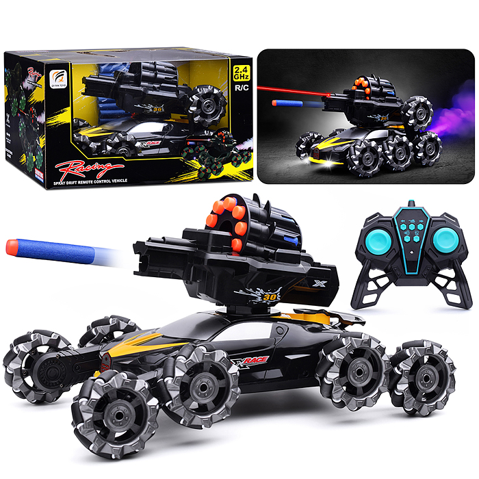 Машина QF667-13 "Буря" с пушкой и паром, на р/у 27 MHz, в коробке