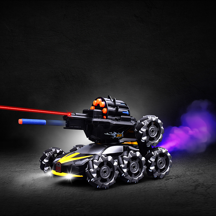 Фото к товару Машина QF667-13 "Буря" с пушкой и паром, на р/у 27 MHz, в коробке Машина QF667-13 "Буря" с пушкой и паром, на р/у 27 MHz, в коробке