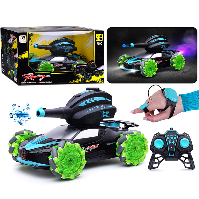 Машина QF667-5A "Буря-1" с пушкой и паром, на р/у 27 MHz, в коробке