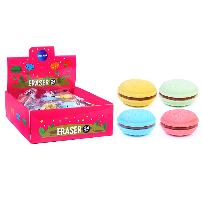 Ластик (синтетический каучук) "Макарон" 28*28*13 мм в дисплее Ластик (синтетический каучук) "Макарон" 28*28*13 мм в дисплее