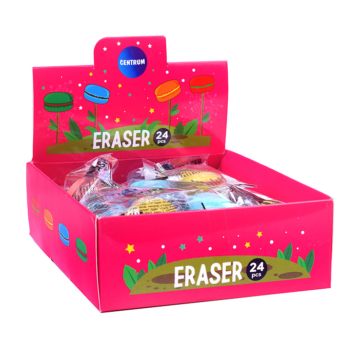 Фото к товару Ластик (синтетический каучук) "Макарон" 28*28*13 мм в дисплее Ластик (синтетический каучук) "Макарон" 28*28*13 мм в дисплее