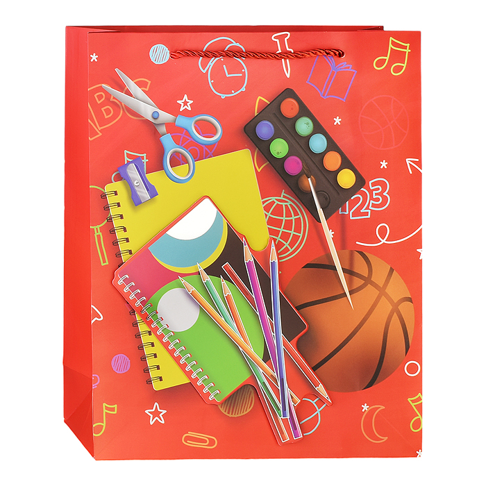 Фото к товару Пакет подарочный 00-4899 "День знаний" 26*10*32см. Пакет подарочный 00-4899 "День знаний" 26*10*32см.