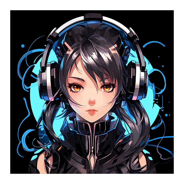 Холст с красками 40х40 по номерам "Девушка в чёрном" (30 цв.) 