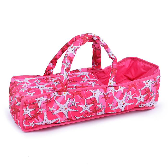 Коляска-люлька 9388 для кукол, металлическая, с корзиной, цвет морские звезды в пакете