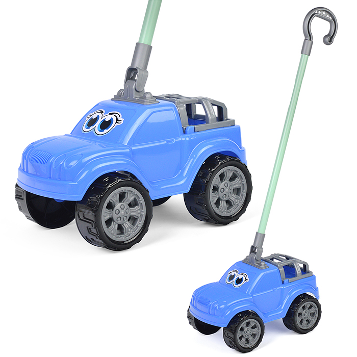 Автомобиль-каталка "Боби" с ручкой (синий) Автомобиль-каталка "Боби" с ручкой (синий)