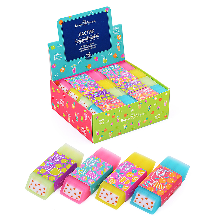 Ластик "HappyGraphix. Juice Party", 4 цвета Ластик "HappyGraphix. Juice Party", 4 цвета