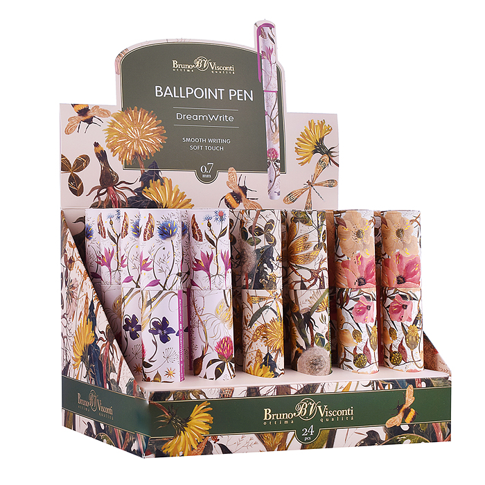 Ручка шариковая "DreamWrite. Flora" 0.7 мм, синяя, 3 вида