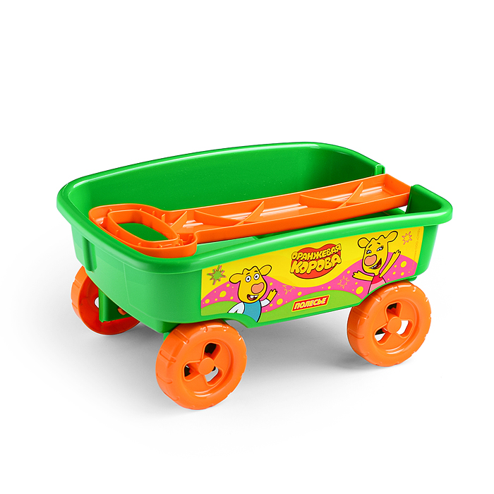 Фото к товару Тележка с ручкой "Оранжевая корова" Тележка с ручкой "Оранжевая корова"