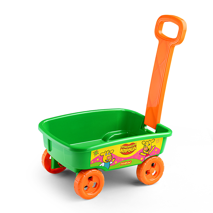 Фото к товару Тележка с ручкой "Оранжевая корова" Тележка с ручкой "Оранжевая корова"