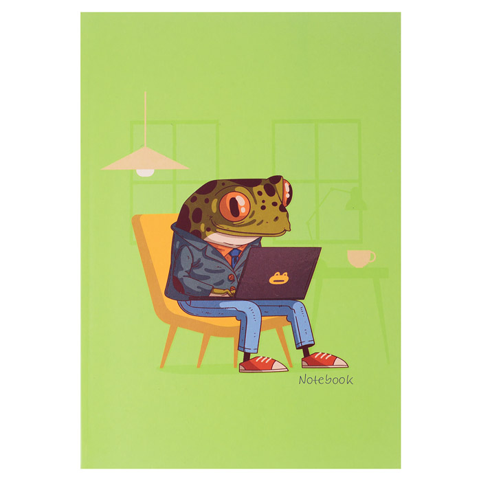 Записная книжка 128л., А5 "Лягушка с ноутом" Записная книжка 128л., А5 "Лягушка с ноутом"