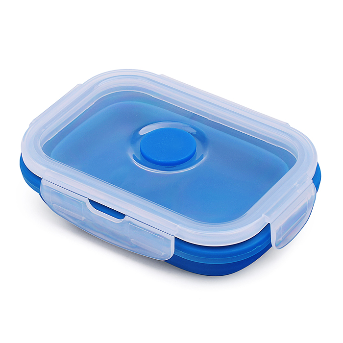 Фото к товару Ланчбокс складной герметичный прямоугольный, 350 мл, 13x9,5x6,5 см, темно-синий Ланчбокс складной герметичный прямоугольный, 350 мл, 13x9,5x6,5 см, темно-синий