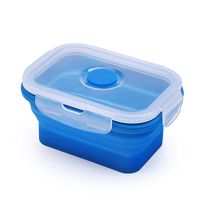 Фото к товару Ланчбокс складной герметичный прямоугольный, 350 мл, 13x9,5x6,5 см, темно-синий Ланчбокс складной герметичный прямоугольный, 350 мл, 13x9,5x6,5 см, темно-синий