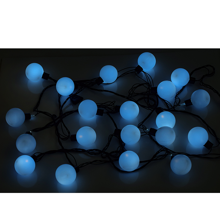 Фото к товару Электрогирлянда светодиодная Шарики матовые, 20 ламп, холодный Электрогирлянда светодиодная Шарики матовые, 20 ламп, холодный