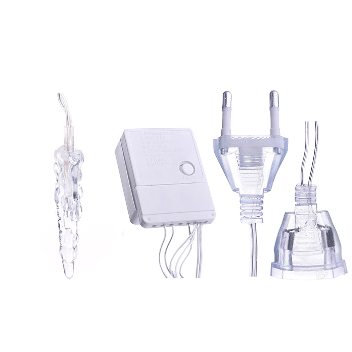 Фото к товару Электрогирлянда-занавес, светодиодная "Сосульки" 3м, 96 ламп, теплый Электрогирлянда-занавес, светодиодная "Сосульки" 3м, 96 ламп, теплый