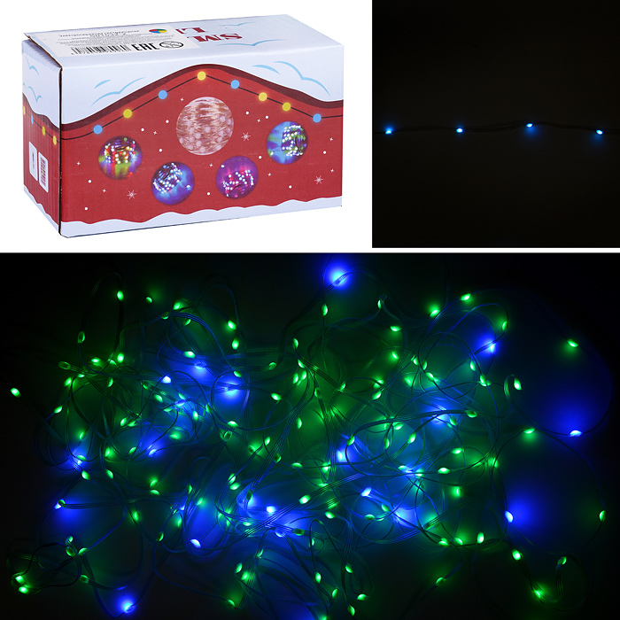 Электрогирлянда светодиодная Роса, 20м, пульт, USB, цветная