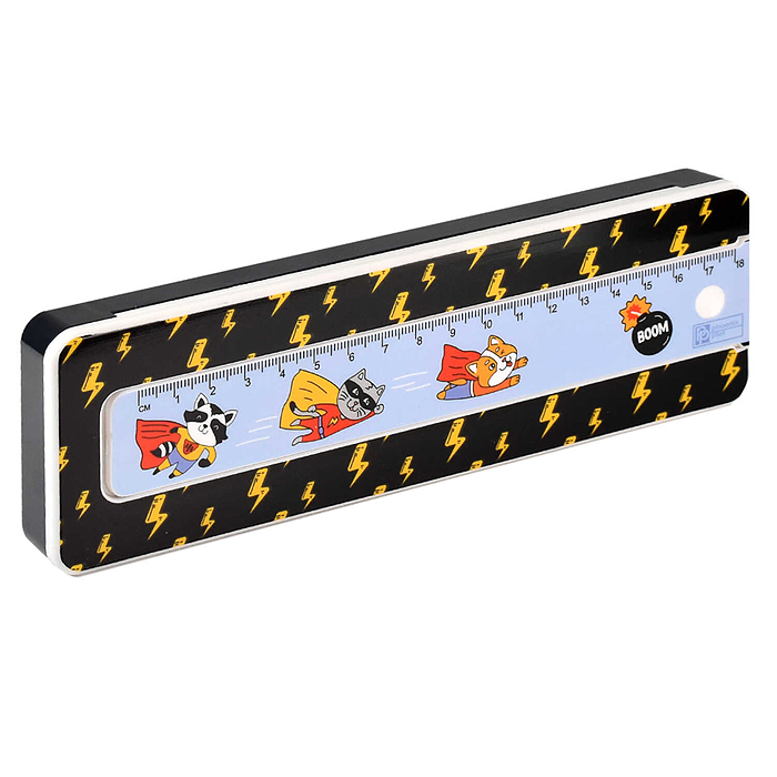 Пенал школьный в комплекте с линейкой "Супер герои" 21х6.4х2.5 см, АБС-пластик, 