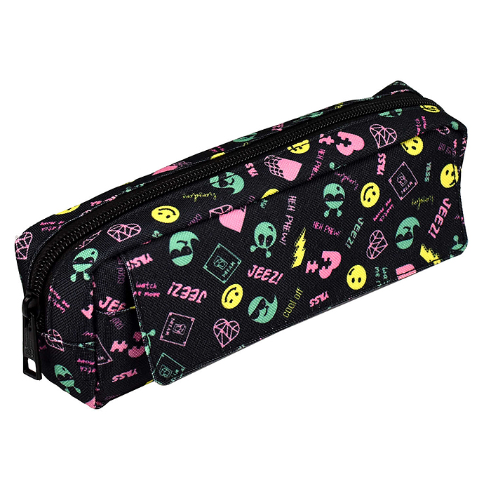 Пенал школьный "Яркие фразы" без наполнения, 20х7х5 см, полиэстер, молния