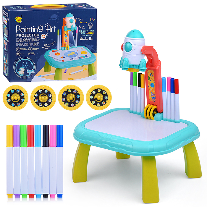 Доска для рисования 22088-35B "Космическая ракета" с проектором, в коробке