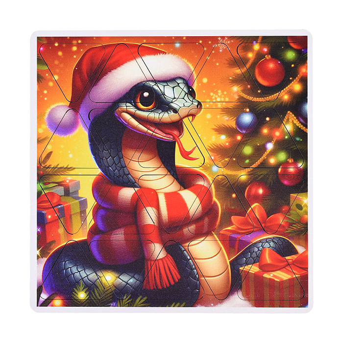 Пазлы малые "Змея с шарфом" 20х20см (древесный материал)