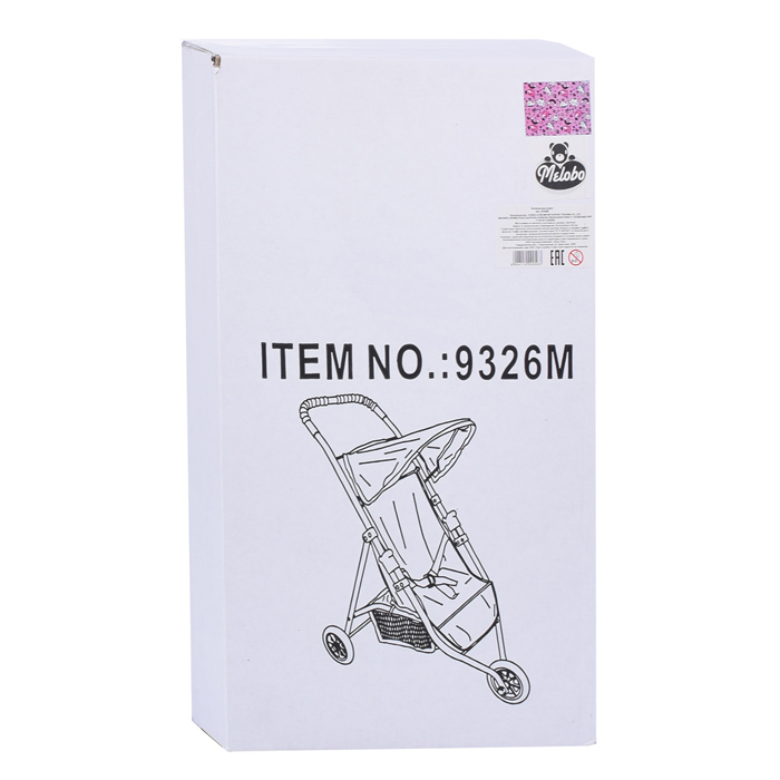 Фото к товару Коляска для кукол 9326М 3-колесная, металлическая, складная, прогулочная, с тентом, с корзиной, цвет Коляска для кукол 9326М 3-колесная, металлическая, складная, прогулочная, с тентом, с корзиной, цвет