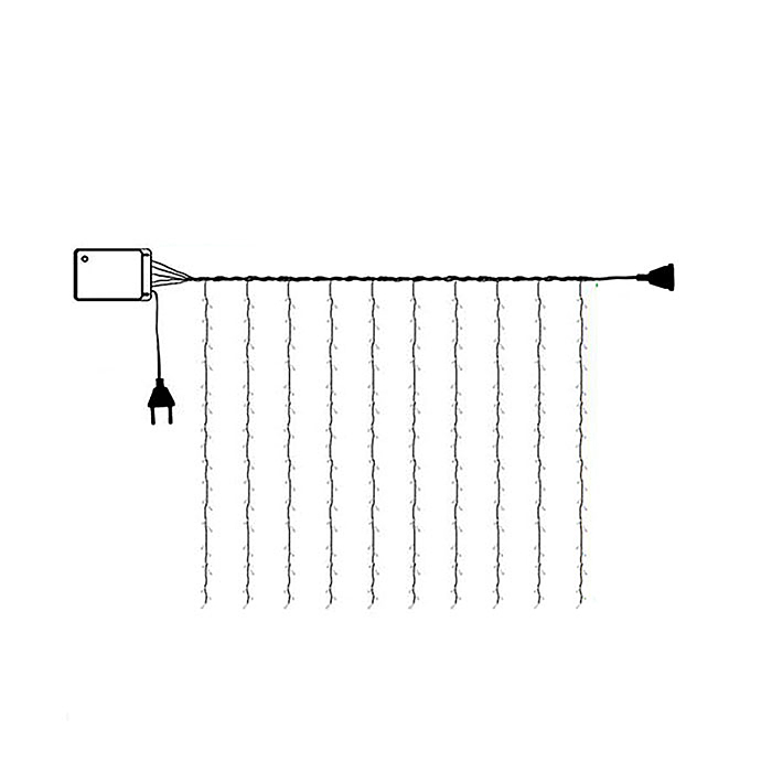 Фото к товару Электрогирлянда светодиодная Занавес, 3м*1м, 120 ламп, цвет: теплый Электрогирлянда светодиодная Занавес, 3м*1м, 120 ламп, цвет: теплый