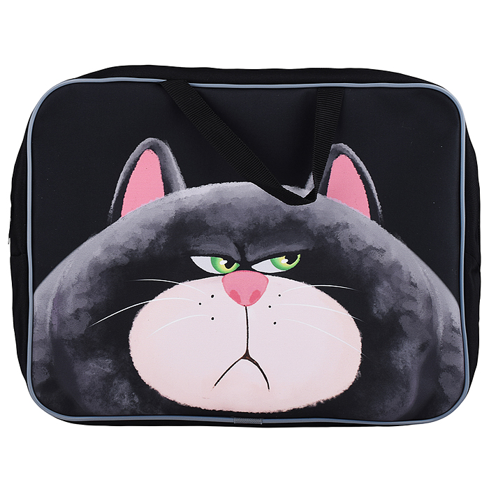 Папка с ручками  "Недовольный кот" формат - А4, боковина - 75 мм.