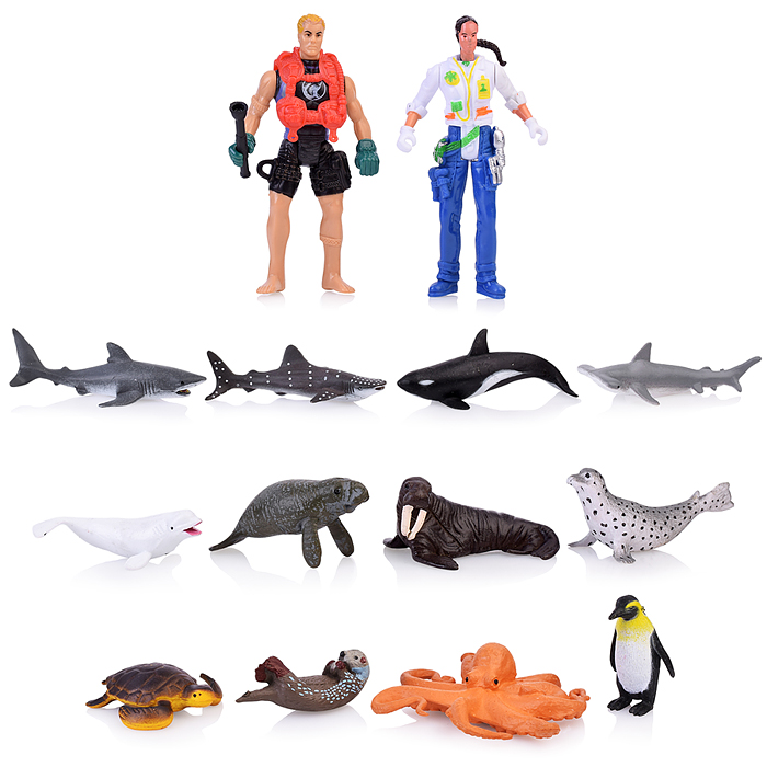 Набор животных 2121-77F с двумя охотниками, в пакете