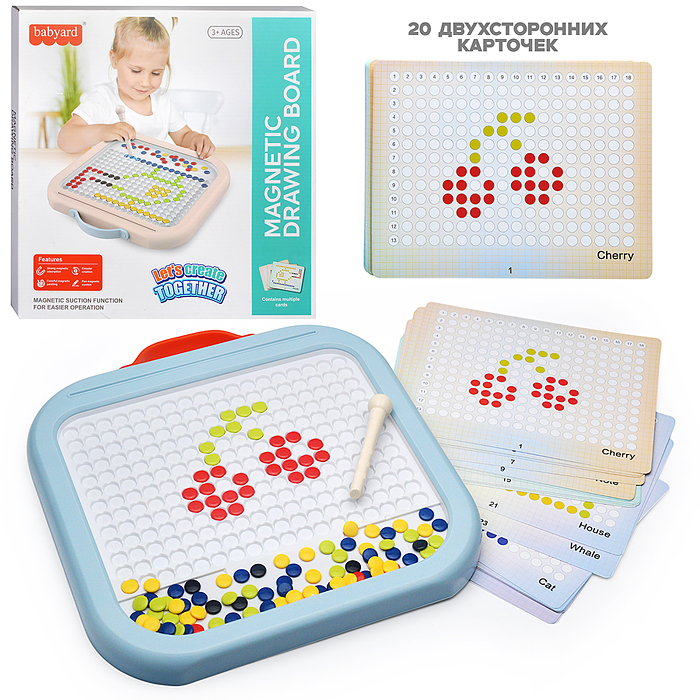 Доска магнитная BY313 "Собирай и познавай по картинке" с набором карточек, в коробке Доска магнитная BY313 "Собирай и познавай по картинке" с набором карточек, в коробке