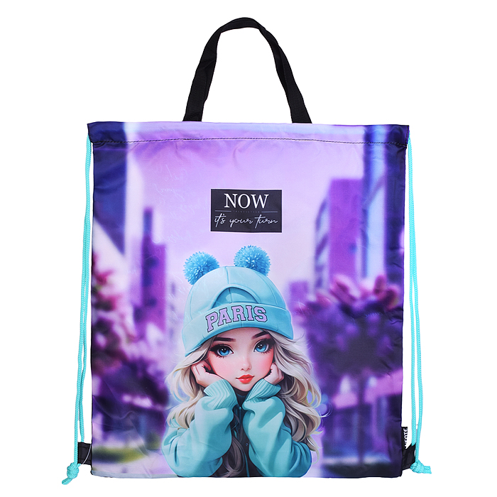Сумка для сменной обуви "Paris Girl" 38x43 см, влагонепроницаемый полиэстер, на веревочной 