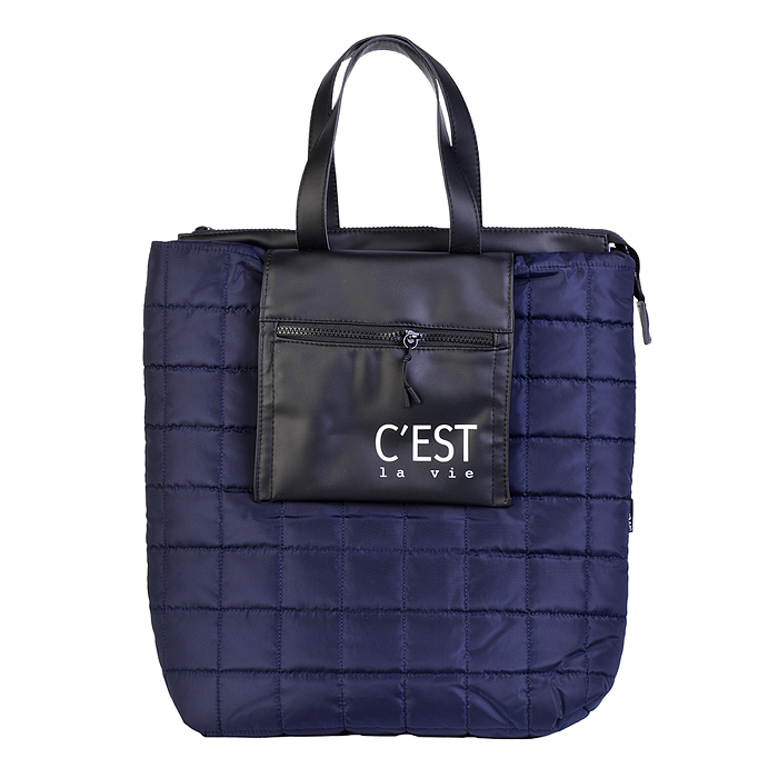 Сумка-шоппер "C'est La Vie" 33x40x10 см, высококачественная стеганная плащевка и искусствен Сумка-шоппер "C'est La Vie" 33x40x10 см, высококачественная стеганная плащевка и искусствен