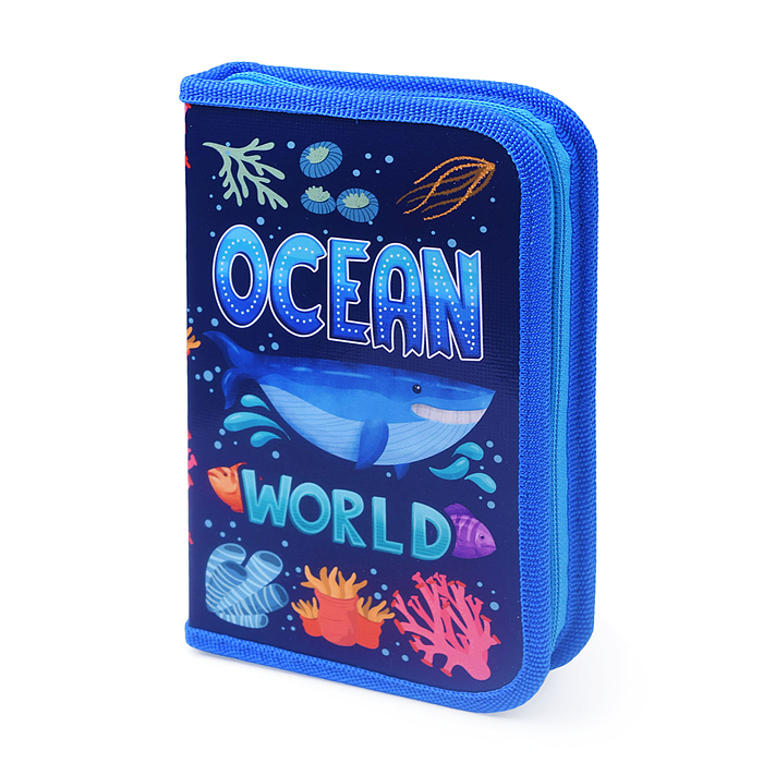 Пенал односекционный большой с откидной планкой "Подводный мир 2023" 190/115 