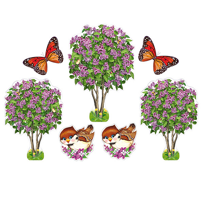 Комплект для оформления интерьера со скотчем. Сиреневый сад (фигурный плакат А2, фигурный Комплект для оформления интерьера со скотчем. Сиреневый сад (фигурный плакат А2, фигурный