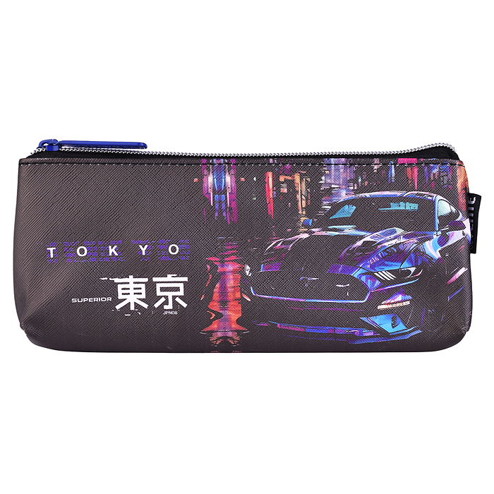 Пенал "Label. Tokyo Drift" 21x8x3,5 см, треугольный для 45 предметов, на молнии, искусственн