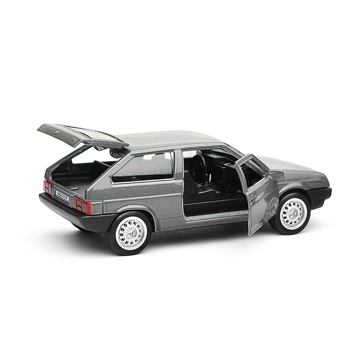 Машина металл LADA-2108 "Спутник" 12 см, (двери, багаж, серый) в коробке