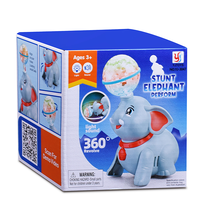 Фото к товару Слон YJ-3047 "Ушастик" с шариком, на батарейках, в коробке Слон YJ-3047 "Ушастик" с шариком, на батарейках, в коробке