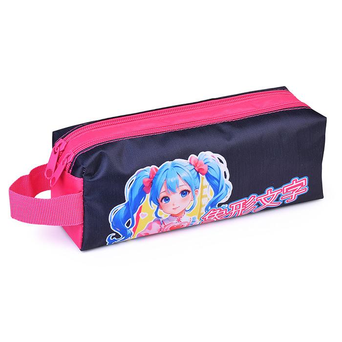 Пенал-косметичка, двухсекционный (двухсторонняя печать, ткань) с ручкой "Милашка" 2025