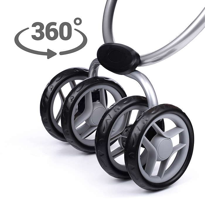 Коляска-трансформер 9662M для кукол, металлическая, регулируемая ручка, с корзиной, цвет розовый