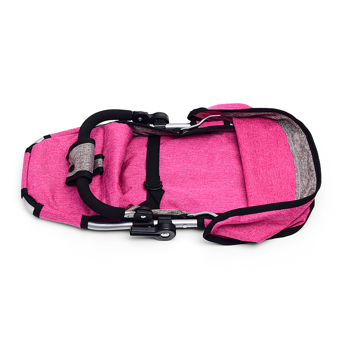 Коляска-трансформер 9662M для кукол, металлическая, регулируемая ручка, с корзиной, цвет розовый