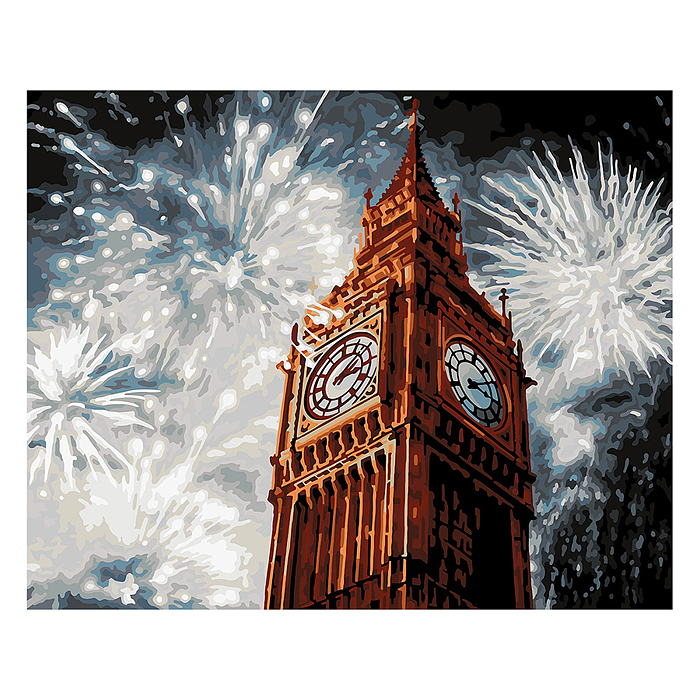Фото к товару Набор для раскрашивания по номерам (со светодиодами) 50х40 см "Фейерверк над Биг-Беном" Набор для раскрашивания по номерам (со светодиодами) 50х40 см "Фейерверк над Биг-Беном"