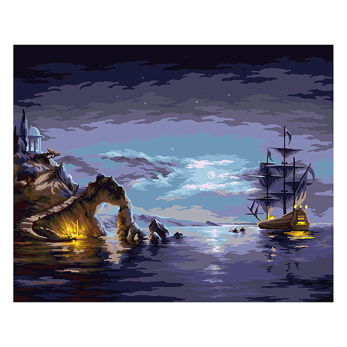 Фото к товару Набор для раскрашивания по номерам 50х40 "Лунная ночь" Набор для раскрашивания по номерам 50х40 "Лунная ночь"