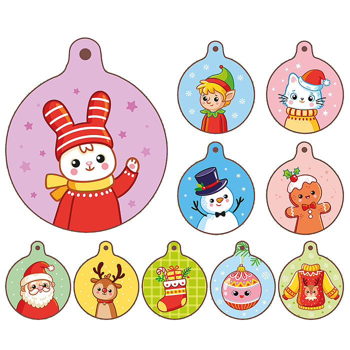 Фото к товару Новогодний набор ёлочных украшений "Шарики" 10 шт. 8х8 см. Новогодний набор ёлочных украшений "Шарики" 10 шт. 8х8 см.