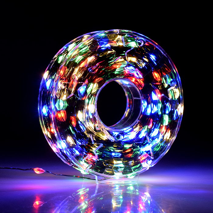 Фото к товару Электрогирлянда Роса 30м, 300 ламп, зеленый провод, цветная, пульт Электрогирлянда Роса 30м, 300 ламп, зеленый провод, цветная, пульт